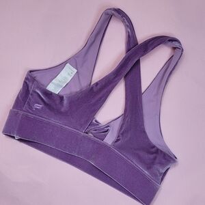 Velvet Cross-Back Bralette - Purple